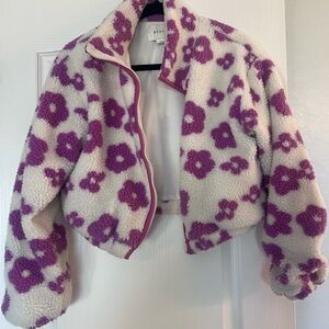 HYFVE Purple and Cream Floral cropped Jacket